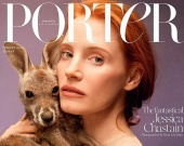 Джессика Честейн с кенгуру на обложке Porter