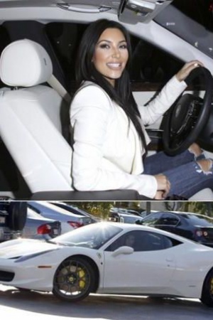 Машина Ким Кардашьян (Kim Kardashian) также роскошна, как она сама, - светская львица ездит на Ferrari 458 Italia.