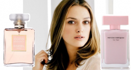 Киры Найтли: Coco Mademoiselle Chanel, Narciso Rodriguez for Her.