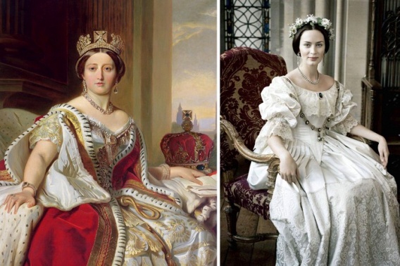 Королева Виктория и Эмили Блант в фильме "Молодая Виктория"