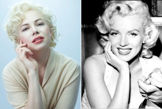 Мишель Уильямс в роли Мэрилин Монро ("7 дней и ночей с Мэрилин"). Из всех актрис, пытавшихся сыграть несравненную ММ, только Мишель была номинирована за это перевоплощение на "Оскар"