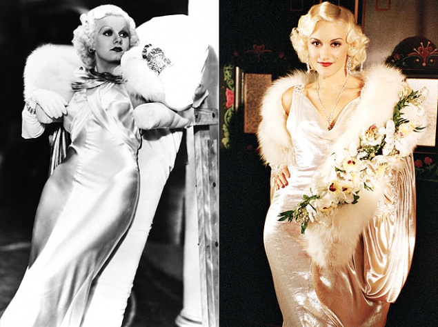 Гвен в роли Джин. Свои золотистые кудряшки и четко очерченные красные губы Гвен Стефани явно позаимствовала у натуральной платиновой блондинки Джин Гарлоу. Эта поразительная схожесть не минула глаз Мартина Скорерзе, который подбирал актеров для биографиче