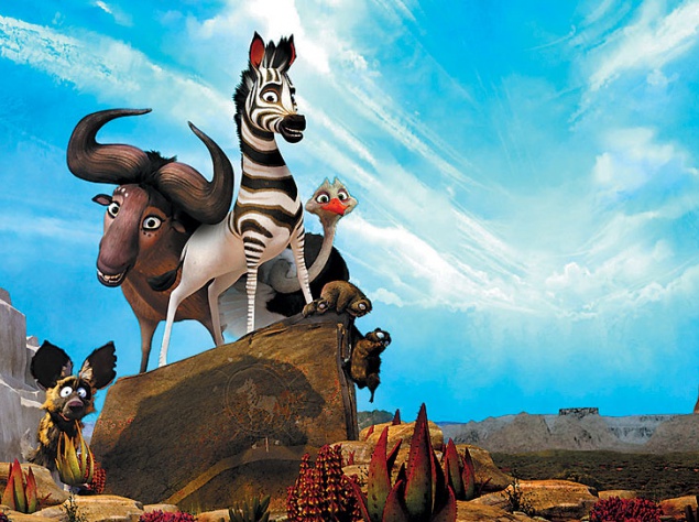 Мультфильм "Король сафари". Король сафари, зебра по имени Кумба, с самого рождения был изгоем в стаде из-за того, что родился наполовину полосатым, а наполовину белым. Когда началась Великая Засуха, сородичи решили, что он проклят, и в нем причина всех бе