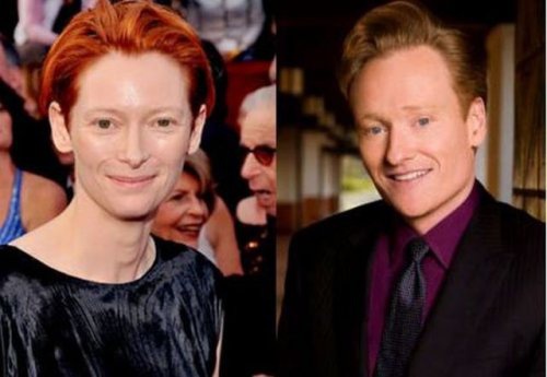 Тильда Суинтон и Конан О'Брайен Тильда Суинтон и Конан О'Брайен