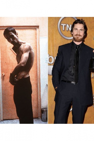 Кристиан Бэйл.         Один из талантливейших актеров поколения, Кристиан Бэйл относится к своим ролям намного серьезней, чем его коллеги по съемочной площадке. Чтобы сыграть главную роль в фильме "Машинист", Бэйл похудел почти на 30 килограммов и в итоге Кристиан Бэйл.         Один из талантливейших актеров поколения, Кристиан Бэйл относится к своим ролям намного серьезней, чем его коллеги по съемочной площадке. Чтобы сыграть главную роль в фильме "Машинист", Бэйл похудел почти на 30 килограммов и в итоге