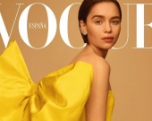 Емілія Кларк в яскраво-жовтій сукні блищить на обкладинці Vogue