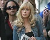 Кристина Агилера на съемках фильма "Бурлеск"